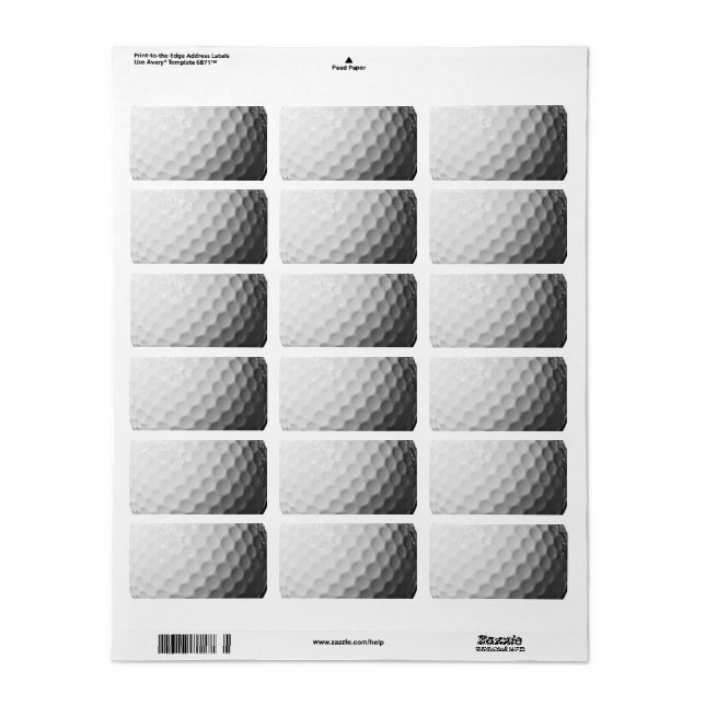 Golf Ball Look Address Labels (Full Sheet)