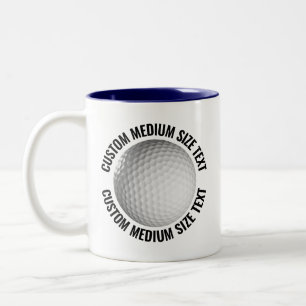 Golf Ball & Medium Text NAVY BLUE 11oz Custom Two-Tone Coffee Mug