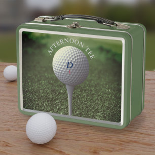 Golf Ball Monogram Afternoon Tee Metal Lunch Box