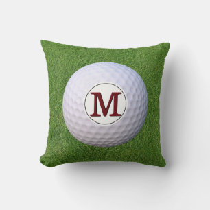 Golf ball Monogram Golfer Greens Turf Throw Pillow