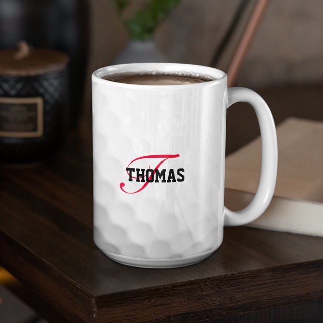 Golf Ball Monogram Personalized Two-Tone Coffee Mug (Creator Uploaded)