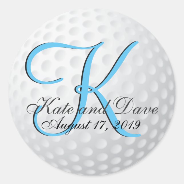 Golf Ball Monogram Wonderful Classic Round Sticker (Front)