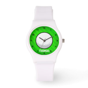 Golf Ball; Neon Green Stripes Watch