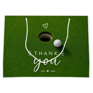 Golf Ball Next to Hole on Green Grass Thank you Large Gift Bag