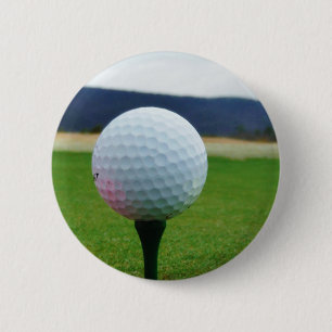 Golf Ball on a mountain golf course 2 Inch Round Button