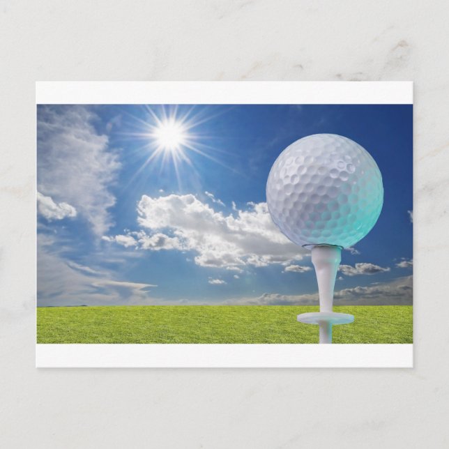 golf ball on a tee with grass postcard (Front)