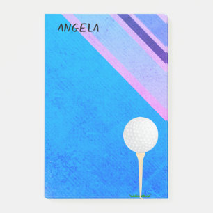 golf ball  on blue for golfers post-it notes
