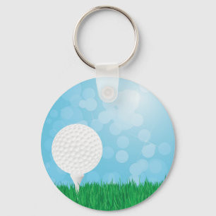 golf ball on grass keychain