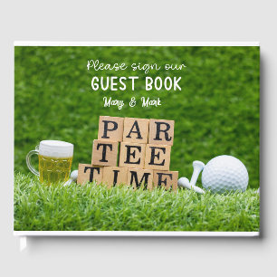 Golf ball  on green grass golfer guest book