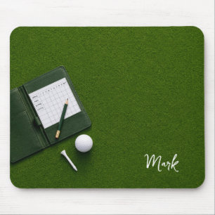 Golf ball on green ready for tee off mouse pad