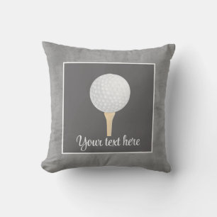 golf ball on grey personalize for golfers  throw pillow