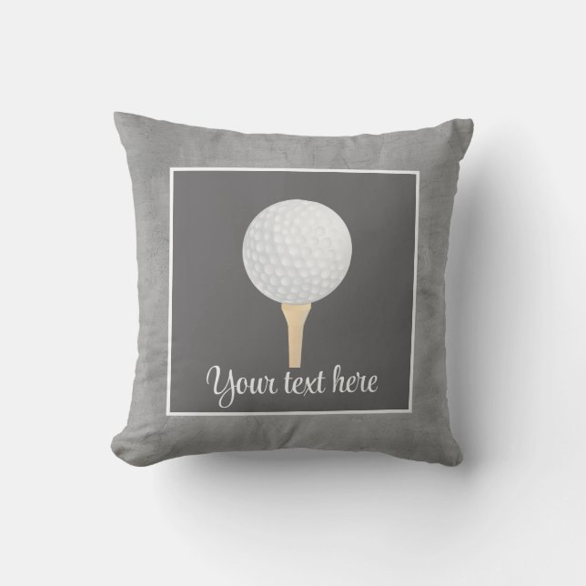 golf ball on grey personalize for golfers  throw pillow (Front)
