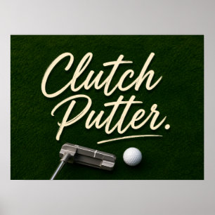 Golf ball on putting green for golfer retirement poster