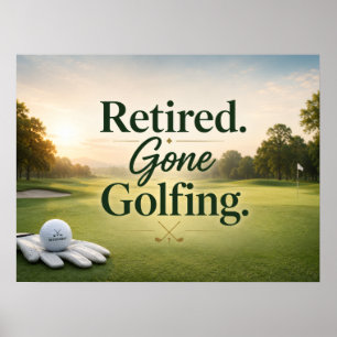 Golf ball on putting green for golfer retirement  poster