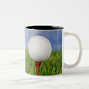 Golf Ball On Red Tee with Quote Two-Tone Coffee Mug