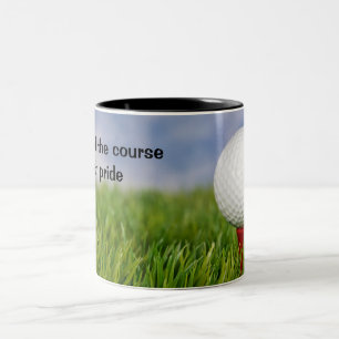 Golf Ball On Red Tee with Quote Two-Tone Coffee Mug