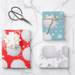 Golf ball on Snowflake Christmas for Golfer  Wrapping Paper Sheet
