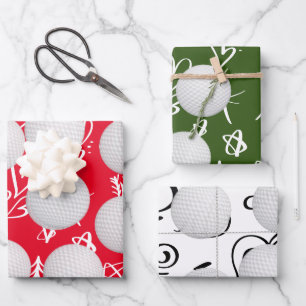 Golf ball on Snowflake Christmas for Golfer  Wrapping Paper Sheet