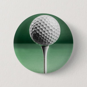 Golf Ball on Tee 2 Inch Round Button