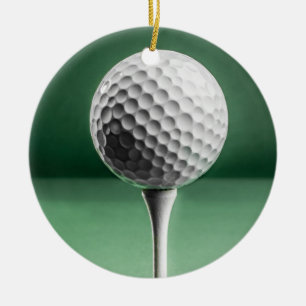 Golf Ball on Tee Ceramic Decoration