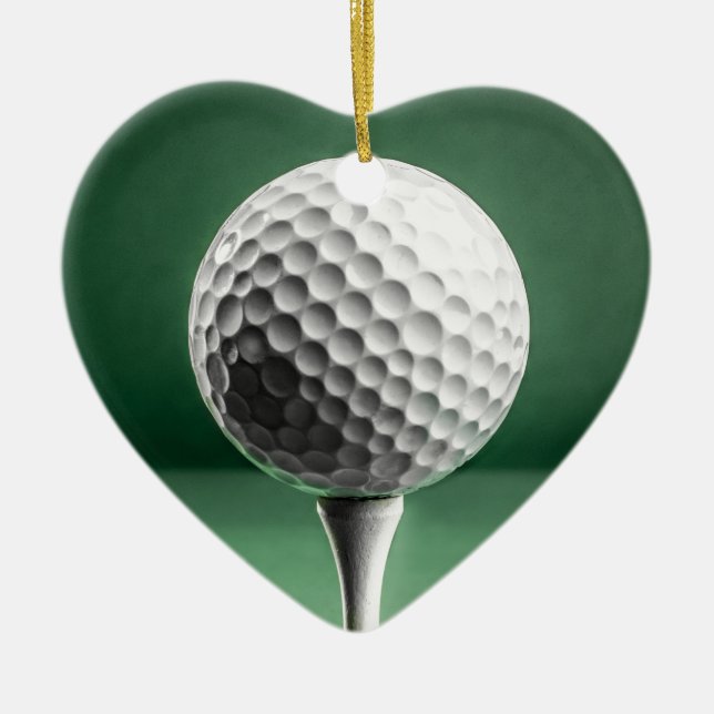 Golf Ball on Tee Ceramic Decoration (Front)