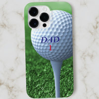 Golf Ball on Tee Dad Name Number Green Golfer