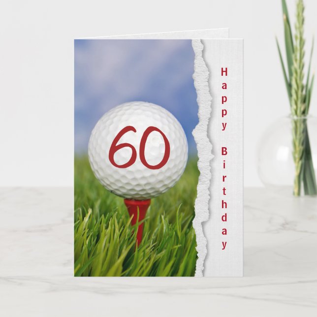 golf ball on tee for 60th birthday card (Front)