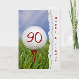golf ball on tee for 90th birthday card