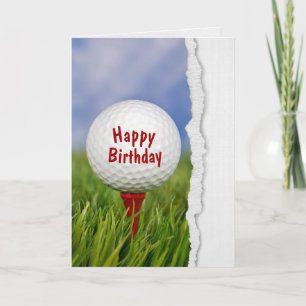 golf ball on tee for birthday card