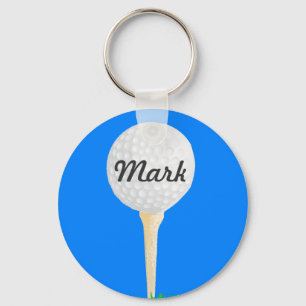 Golf Ball on Tee Keychain
