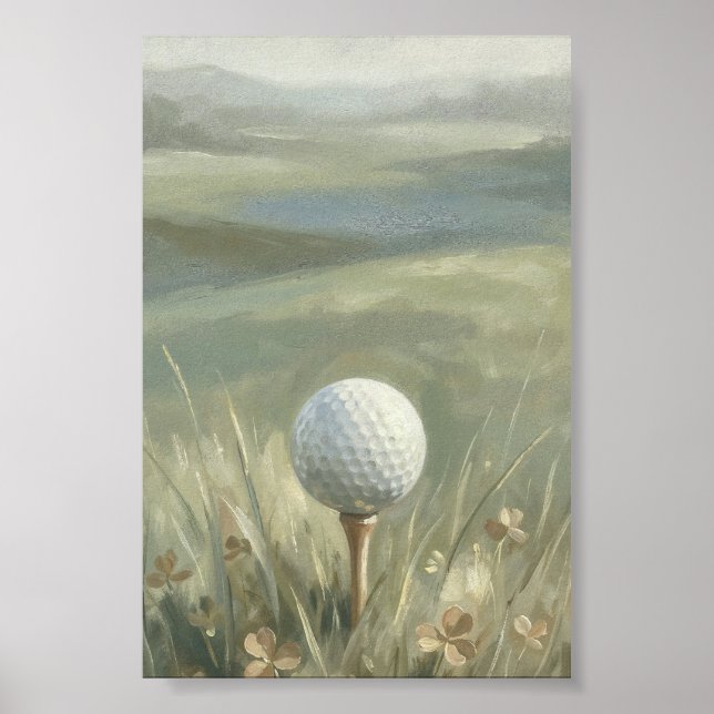 Golf Ball on Tee Landscape Wall Art (Front)