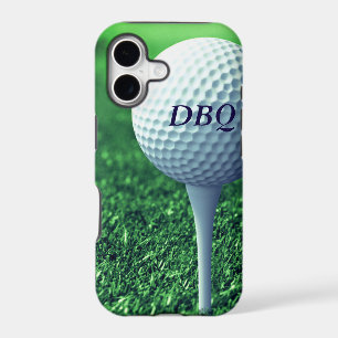 Golf Ball on Tee Modern Monogram Golfer Phone Case