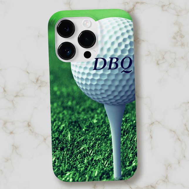 Golf Ball on Tee Modern Monogram Golfer Phone Case (Love golf? Here's a your phone case! Just add your initials)