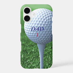 Golf Ball on Tee Papa Nom Numéro Vert Golfer
