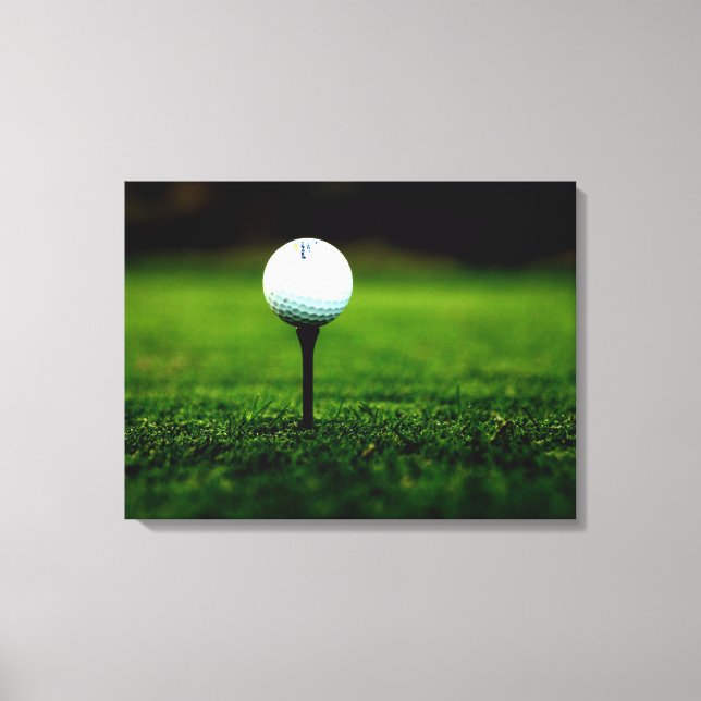 Golf Ball on Tee, Rich Green Turf Canvas Print (Front)