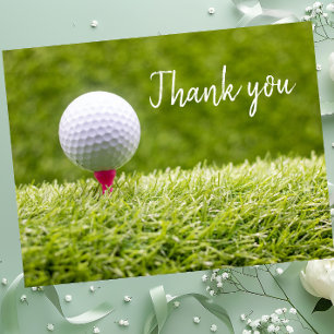 Golf ball on tee  Thank you card