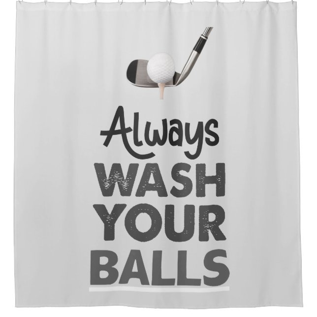 Golf ball on tee with iron always wash your balls  (Front)