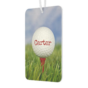 Golf Ball On Tee With Name Air Freshener