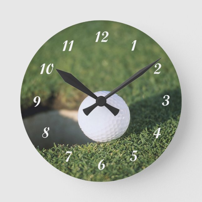 Golf Ball on the edge of hole Round Clock (Front)