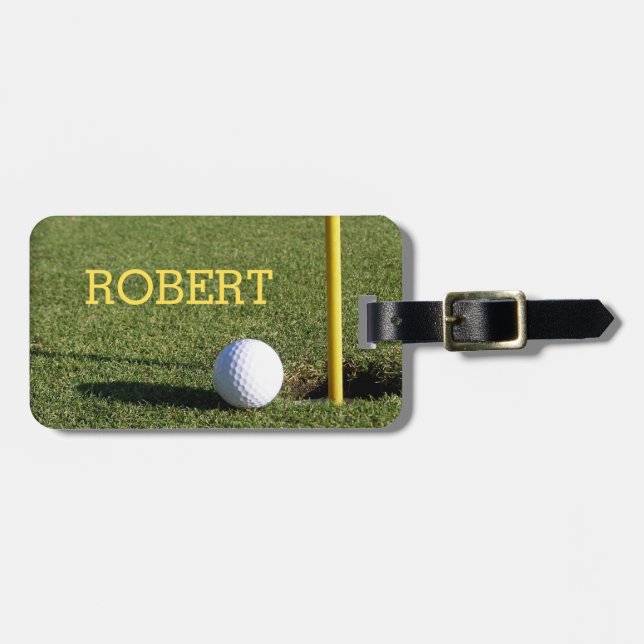 Golf Ball on the Green | Golfing Luggage Tag (Front Horizontal)
