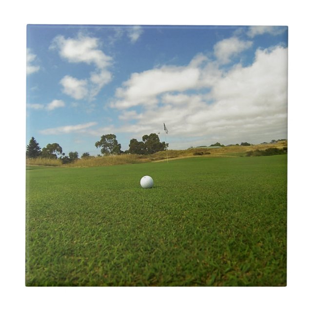Golf Ball On The Green, Tile (Front)