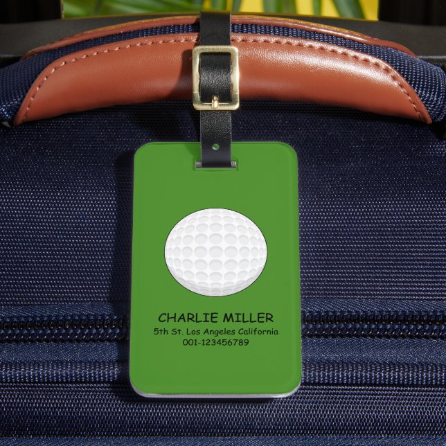 Golf Ball Personalize Luggage Tag (Front Insitu 2)