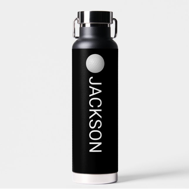 Golf Ball Personalized Golfer Name Custom Text Water Bottle (Front)