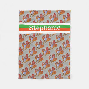 Golf ball  Personalized with name orange and green Fleece Blanket