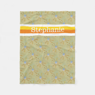 Golf ball  Personalized with name orange & yellow Fleece Blanket