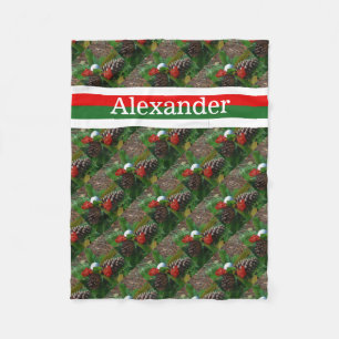 Golf ball  Personalized with name Red & Green Fleece Blanket