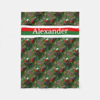 Golf ball Personalized with name Red & Green Fleece Blanket