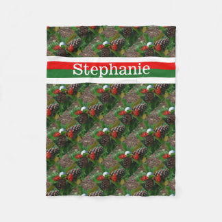Golf ball Personalized with name Red & Green Fleece Blanket