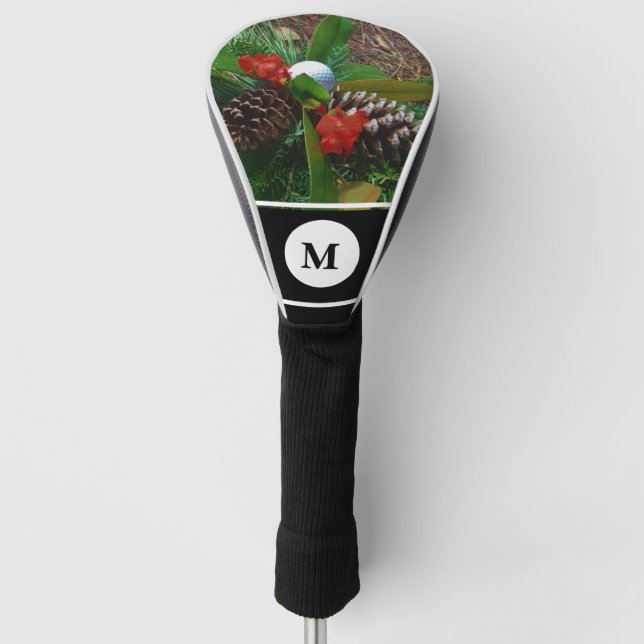 Golf ball pine cones and evergreens Christmas Golf Head Cover (Front)