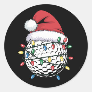 Golf Ball Santa Hat Christmas Golfing Xmas Lights  Classic Round Sticker